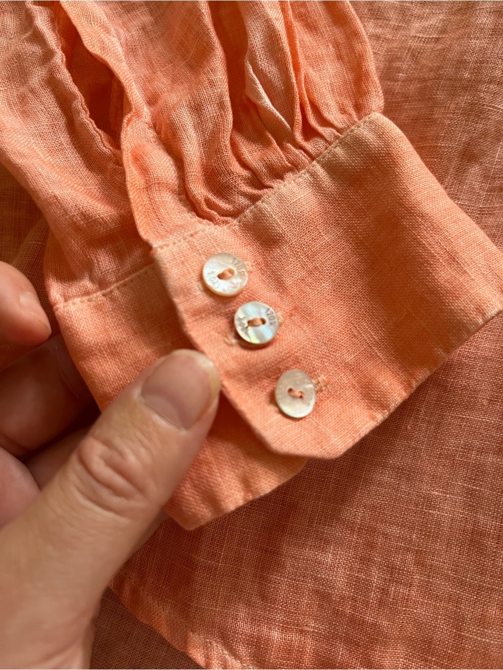 120% Lino Popover Pure Linen Shirt in Tangerine - Picture 5 of 16